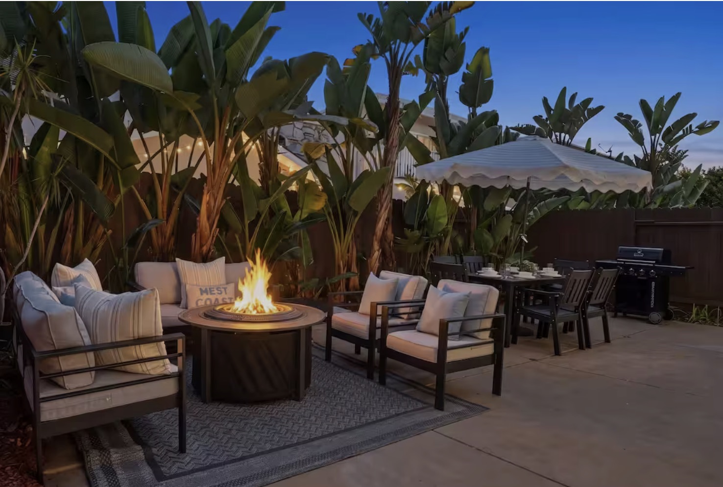 Property exterior at twilight